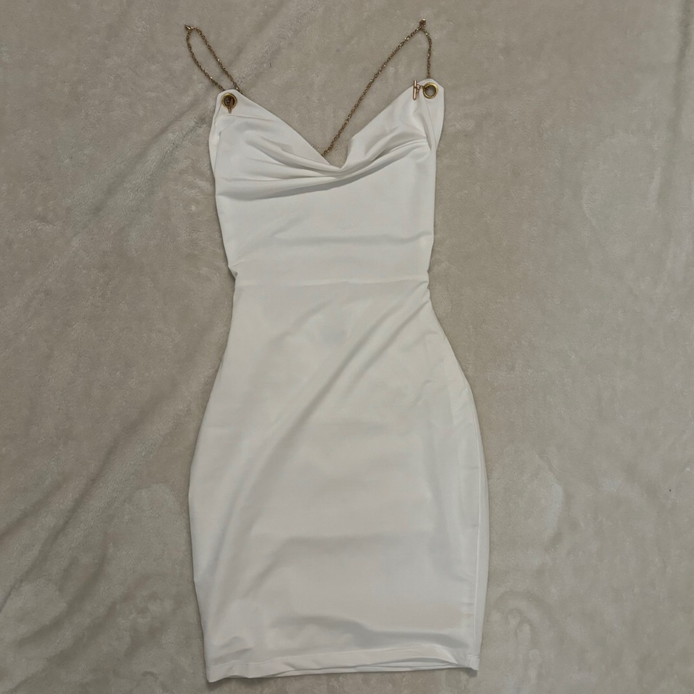 Backless white mini dress